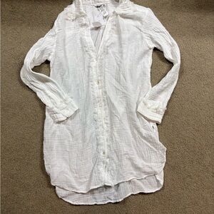 White Button-Down Swim Coverup 100% Cotton